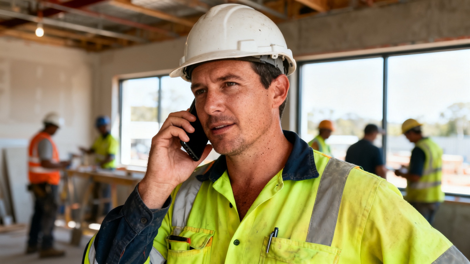 Person answering a phone call on the move