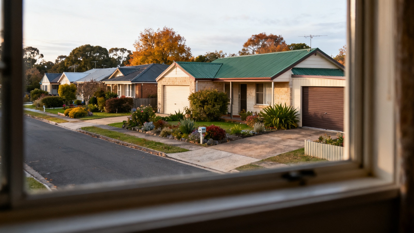 A quiet Australian suburban street during the trade slow season