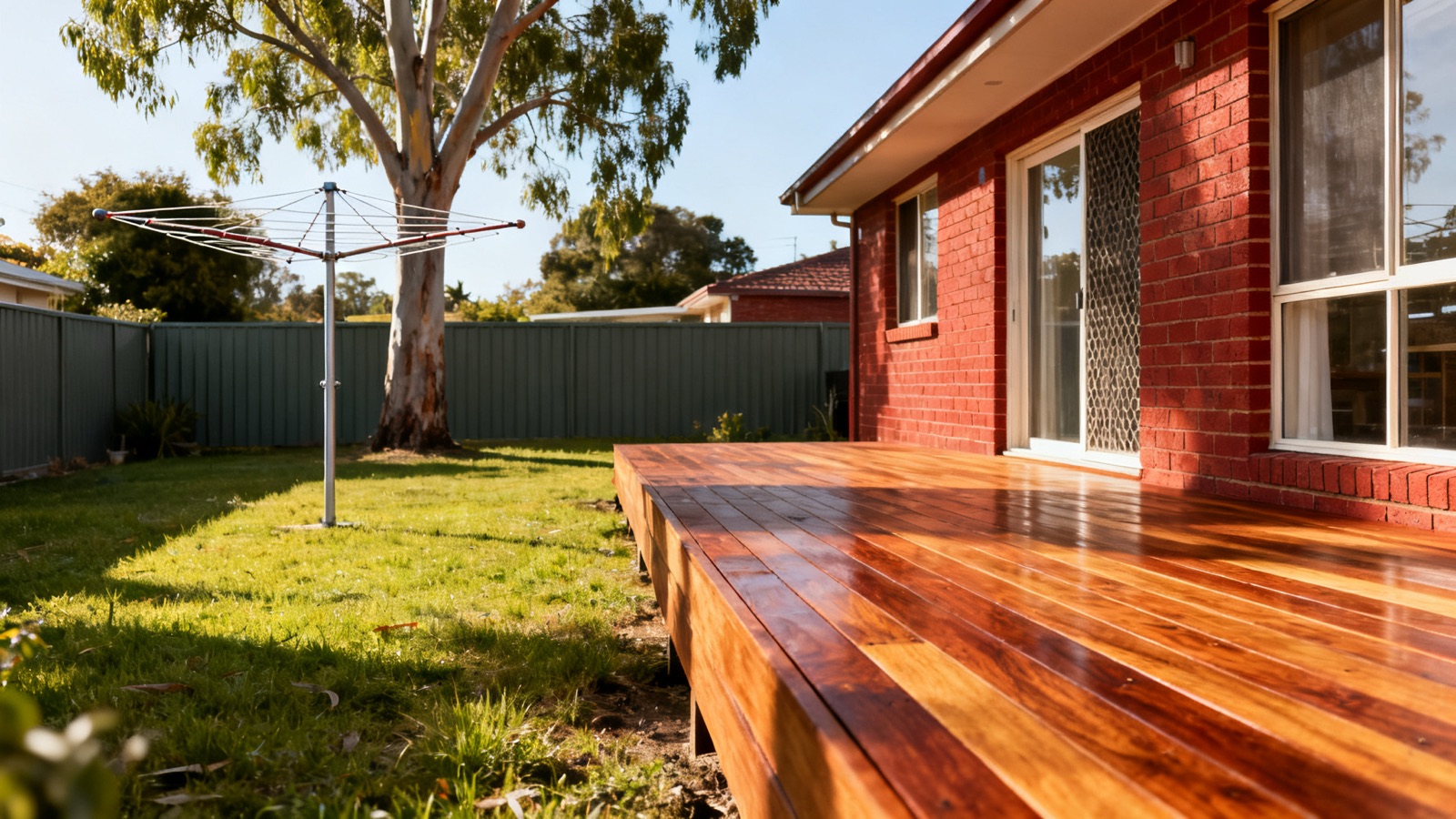Completed timber deck on the back of an Australian suburban home