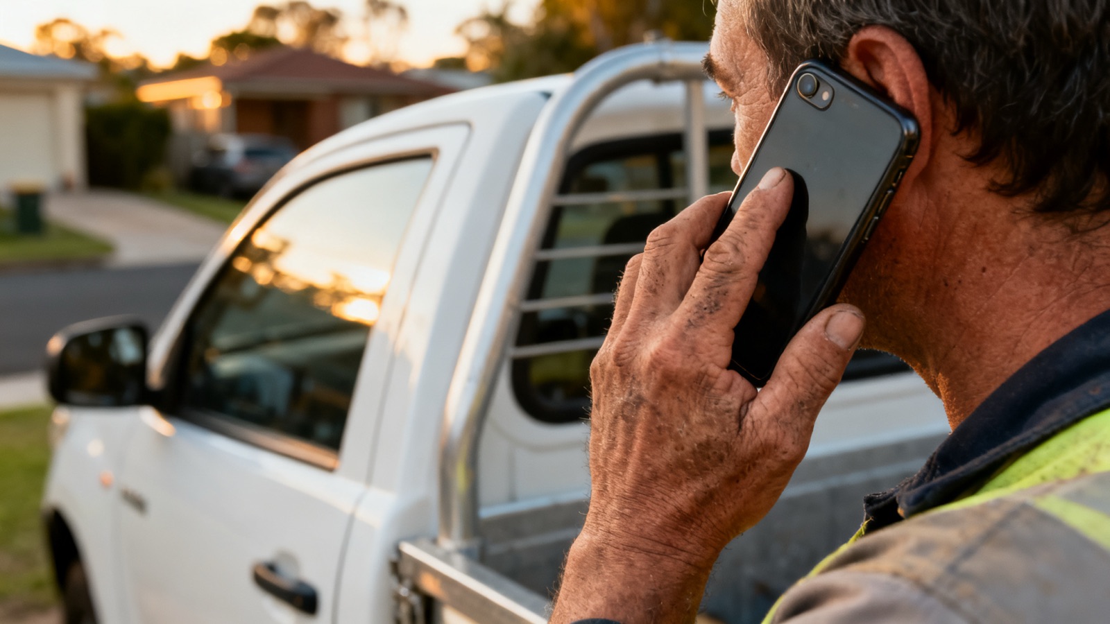 A roofer calling a customer to follow up on a roofing quote